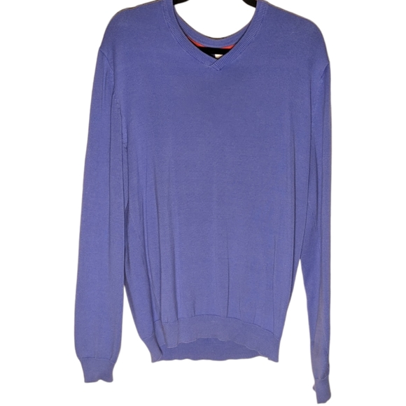 Divided Periwinkle Purple Sweater with V Neck - Picture 1 of 5